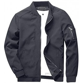 CRYSULLY Men's Windbreaker Casual Classic Bike Motorcycle Coat Outwear Bomber Jacket Coat Grey