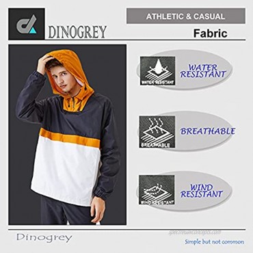 DINOGREY Men's Pullover Hooded Windbreaker Lightweight Quarter-Zip Waterproof Anorak Jacket Raincoat for Sports Outdoor
