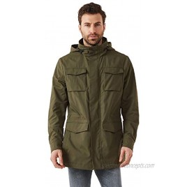 Escalier Men's Lightweight Windbreaker Jacket Hooded Outdoor Parka Jackets Water Resistant Army Green XX-Large