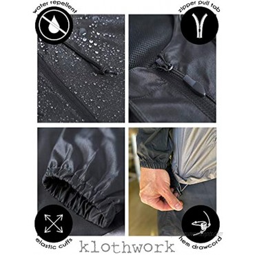 Klothwork Men's Super Lightweight Windbreaker Jacket Water Resistant Zip Hoodie