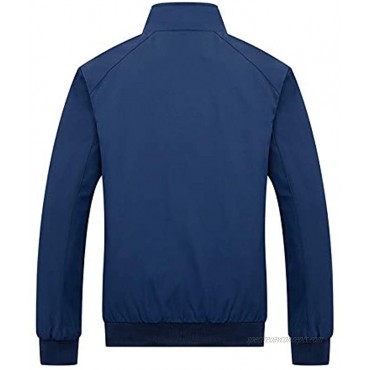 Locachy Men’s Stand Collar Jacket Lightweight Casual Windbreaker Full Zip Jacket with Shoulder Straps