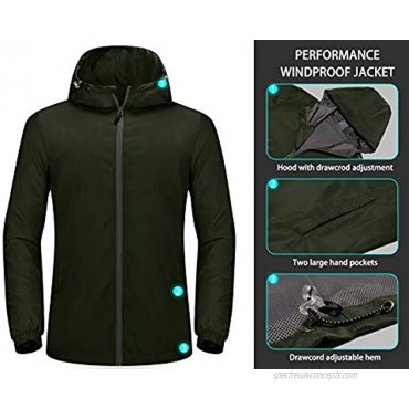 Mapamyumco Men's Lightweight Stretch Windbreakers for Travel Hiking Golf ,Windproof Casual Jackets with Hood