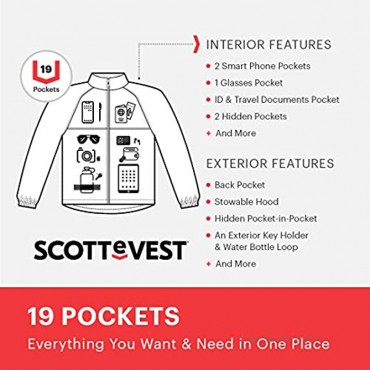 SCOTTeVEST Men's Pack Windbreaker Travel Jacket | 19 Pockets | Anti-Pickpocket
