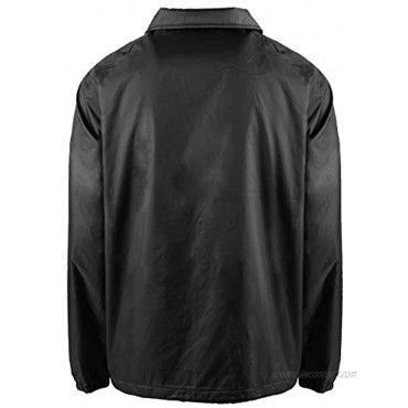 Shaka Wear Men’s Coach Jacket – Classic Windbreaker Nylon Water Resistance Relaxed Fit Snaps Blank Coat