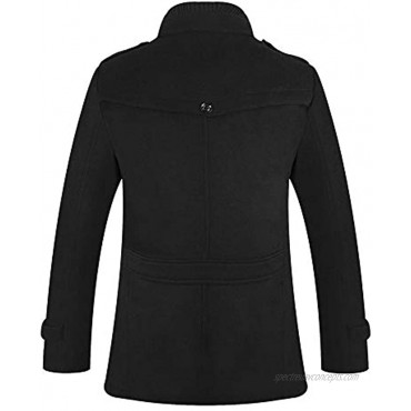 APTRO Men's Winter Military Wool Pea Coat Windbreaker Quilted Lining Warm Single Breasted Stylish Jacket