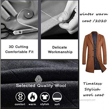 APTRO Men's Winter Stylish Premium Wool Trench Coat Long Slim Fit Overcoat Business Suits