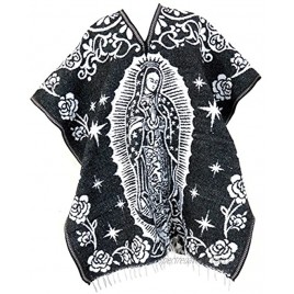 Authentic Mexican Poncho Virgen de Guadalupe Reversible Cobija Blanket