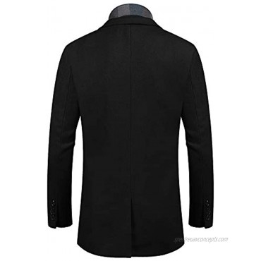 COOFANDY Men's Slim Fit Winter Warm Short Wool Blend Coat Business Jacket with Detachable Wool Scarf Black S