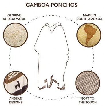 Gamboa Alpaca Poncho Hooded Alpaca Poncho White with Stripes and Fringes