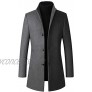 LaovanIn Men's Trench Coat Winter Long Jackets Business Wool Blend Pea Coat Single Breasted Overcoat Windproof
