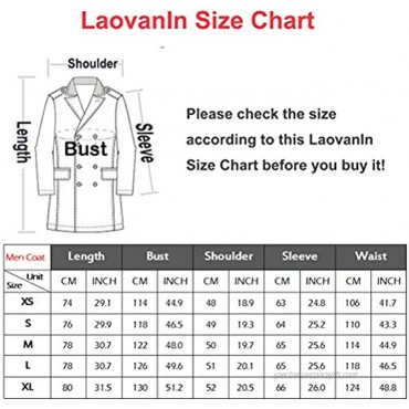 LaovanIn Men's Wool Pea Coats Winter Fleece Jackets Single Breasted