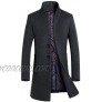 Lavnis Men's Trench Coat Long Wool Blend Overcoat Slim Fit Down Topcoat