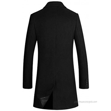 Men's Premium Wool Blend Double Breasted Long Pea Coat