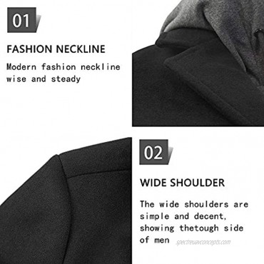 Mens Trench Coat Wool Blend Top Pea Coat Winter Long Single Breasted Classic Stylish Business Overcoat