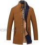 Men's Wool Blend Coat Single Breasted Trench Coat Winter Warm Pea Coats Woolen Jackets with Detachable Scarf