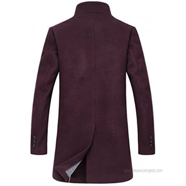 PASOK Men's Wool Trench Coat Slim Overcoat Business Down Jacket Winter Topcoat