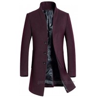 PASOK Men's Wool Trench Coat Slim Overcoat Business Down Jacket Winter Topcoat