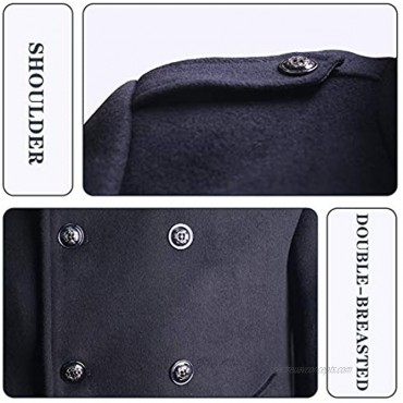 zeetoo Men's Wool Peacoat Winter Buttons Jacket Windproof Classic Pea Coat