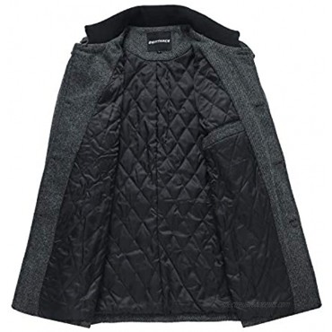 ZENTHACE Men's Winter Wool Blend Pea Coat Single Breasted Military Peacoat Jacket