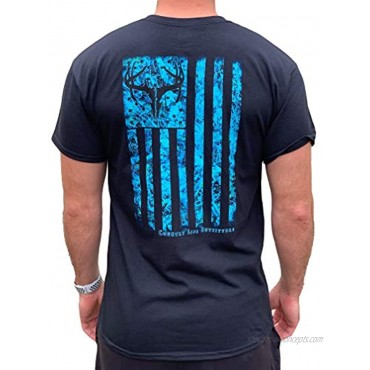 Country Life Outfitters Blue Camo American Flag Black Mens Short Sleeve T-Shirt