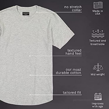 GOODLIFE Men's Slub Scallop Crew T-Shirt | Durable Tailored Fit Crew Neck Tee Made in The USA