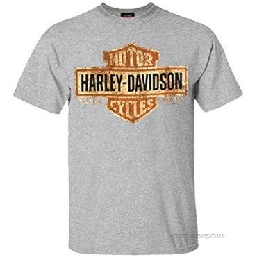 Harley-Davidson Men's Tee Distressed Bar & Shield T-Shirt Gray 30296597