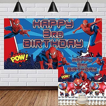 Spiderman 3rd Party Supplies 3 Years Old Decorations Banner Balloons For Boys Backdrop Birthday