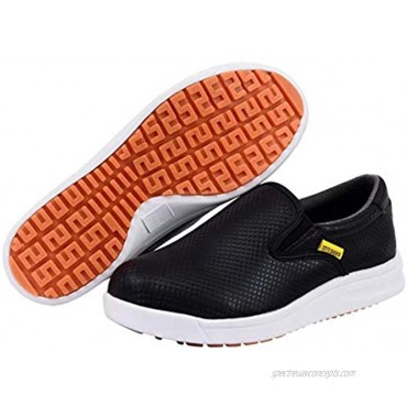DDTX Slip Oil Resistant Slip-on Mens Work Shoes Black White