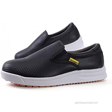 DDTX Slip Oil Resistant Slip-on Mens Work Shoes Black White