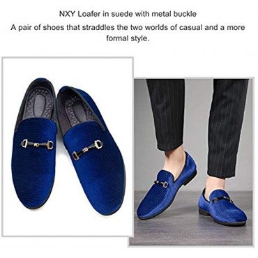 NXY Black Loafers Men丨Men's Penny Loafers & Velvet Loafers Men Fashion Formal Buckle Casual Dress Shoes