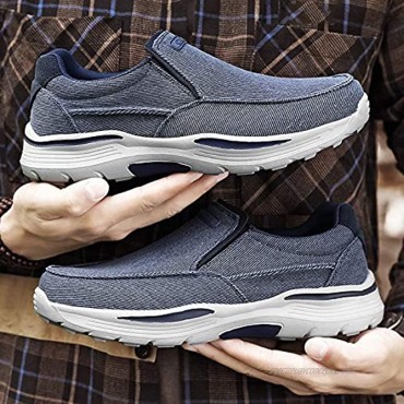 SNEKARMIN Loafers-for Men-Slip On-Walking Shoes-Sneakers Comfort Driving Shoes for Male Spring Breathable Wide Mens Canvas Shoes