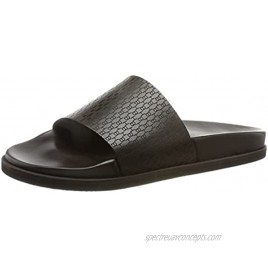 BOSS Mens Cliff Slid Leather Slides with lasered-Monogram Strap Size