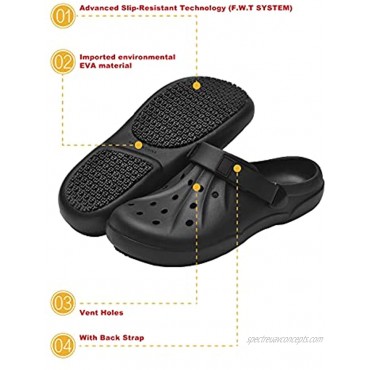 DisRun Slip Resistant Work Shoes Men's and Women's Bistro Clog Garden Shoes