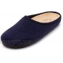 Le Clare Nebraska Men's Wool Felt Clog Made in Italy House Slippers with Arch Support Cork Insole Indoor Outdoor Sole Navy Size 9 US 42 EU