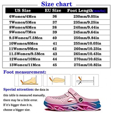 YAOGUANG Men's and Women's Clogs Garden Clogs Slip Resistant Work Shoes and Sandals Slippers Outdoor Mules Beach Comfortable Lightweight Shoes